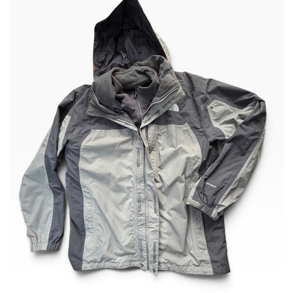 The North Face Mens HyVent Triclimate 3-in-1 Jacket Grey Fleece Liner XL